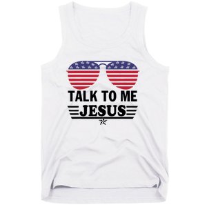 Talk To Me Jesus Glasses US Flag Tank Top