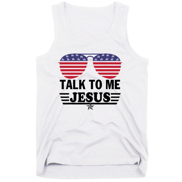 Talk To Me Jesus Glasses US Flag Tank Top