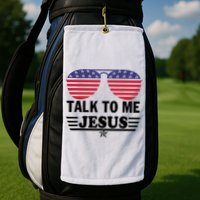Talk To Me Jesus Glasses US Flag Golf Towel
