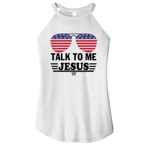 Talk To Me Jesus Glasses US Flag Women's Perfect Tri Rocker Tank