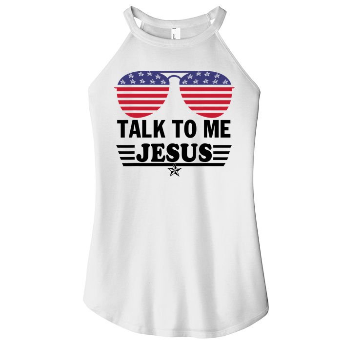 Talk To Me Jesus Glasses US Flag Women's Perfect Tri Rocker Tank