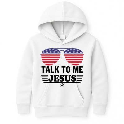 Talk To Me Jesus Glasses US Flag Kids Hoodie