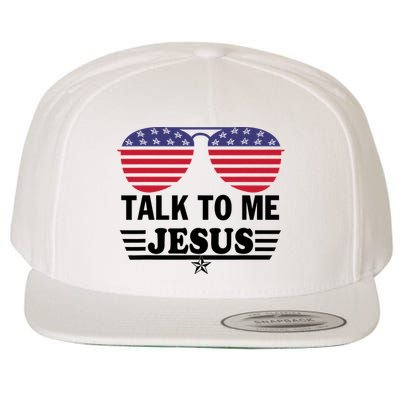 Talk To Me Jesus Glasses US Flag Wool Snapback Cap