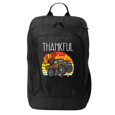 Thankful Turkey Monster Truck Retro Thanksgiving City Backpack