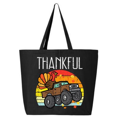 Thankful Turkey Monster Truck Retro Thanksgiving 25L Jumbo Tote