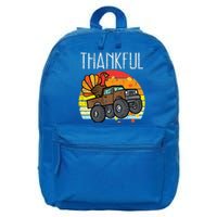 Thankful Turkey Monster Truck Retro Thanksgiving 16 in Basic Backpack