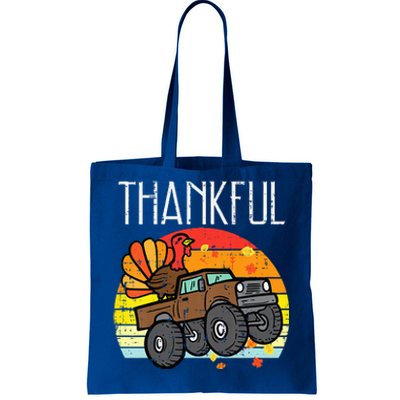 Thankful Turkey Monster Truck Retro Thanksgiving Tote Bag