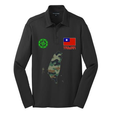 Taiwan Taiwan Map Taiwan Flag Flag Of Taiwan Gift Silk Touch Performance Long Sleeve Polo