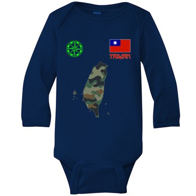 Taiwan Taiwan Map Taiwan Flag Flag Of Taiwan Gift Baby Long Sleeve Bodysuit