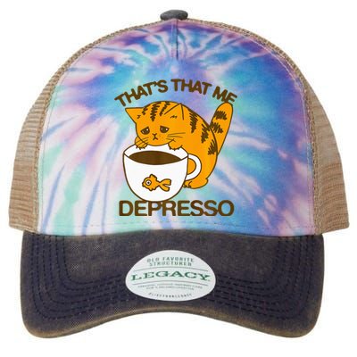 ThatS That Me Depresso Funny Cute Cat Coffee Legacy Tie Dye Trucker Hat