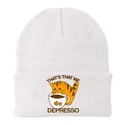 ThatS That Me Depresso Funny Cute Cat Coffee Knit Cap Winter Beanie