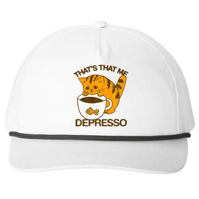 ThatS That Me Depresso Funny Cute Cat Coffee Snapback Five-Panel Rope Hat