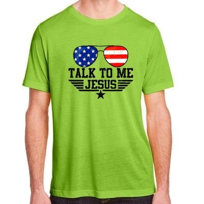 Talk To Me Jesus Glasses Usa Flag Christian Sunglasses Adult ChromaSoft Performance T-Shirt