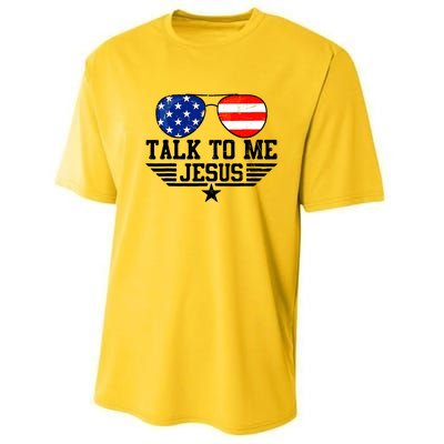 Talk To Me Jesus Glasses Usa Flag Christian Sunglasses Performance Sprint T-Shirt