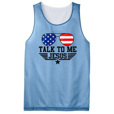 Talk To Me Jesus Glasses Usa Flag Christian Sunglasses Mesh Reversible Basketball Jersey Tank