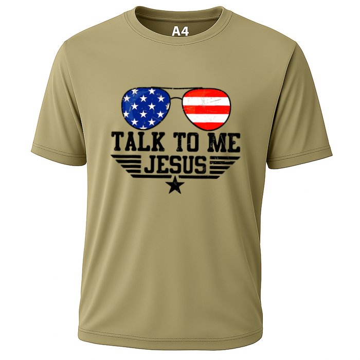 Talk To Me Jesus Glasses Usa Flag Christian Sunglasses Cooling Performance Crew T-Shirt