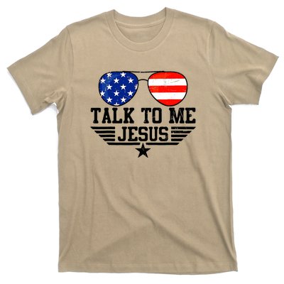 Talk To Me Jesus Glasses Usa Flag Christian Sunglasses T-Shirt