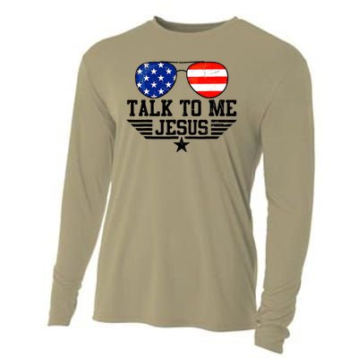 Talk To Me Jesus Glasses Usa Flag Christian Sunglasses Cooling Performance Long Sleeve Crew