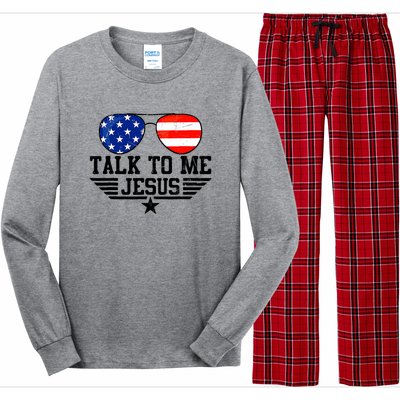 Talk To Me Jesus Glasses Usa Flag Christian Sunglasses Long Sleeve Pajama Set