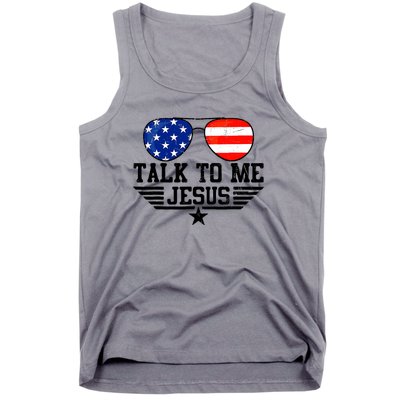 Talk To Me Jesus Glasses Usa Flag Christian Sunglasses Tank Top