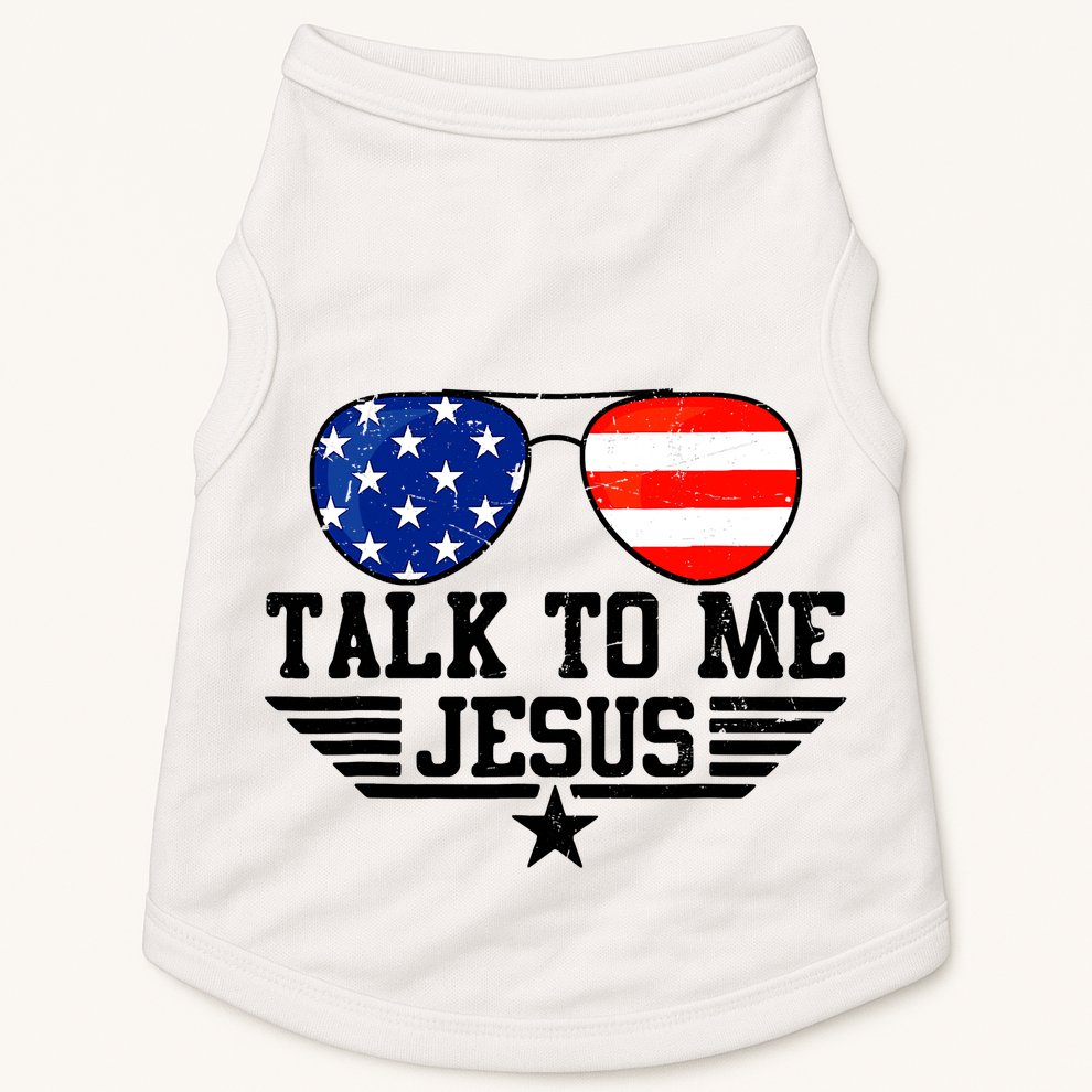 Talk To Me Jesus Glasses Usa Flag Christian Sunglasses Doggie Tank