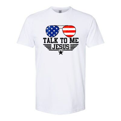 Talk To Me Jesus Glasses Usa Flag Christian Sunglasses Softstyle CVC T-Shirt