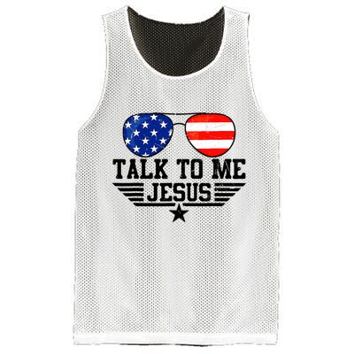 Talk To Me Jesus Glasses Usa Flag Christian Sunglasses Mesh Reversible Basketball Jersey Tank