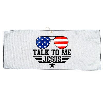 Talk To Me Jesus Glasses Usa Flag Christian Sunglasses Large Microfiber Waffle Golf Towel
