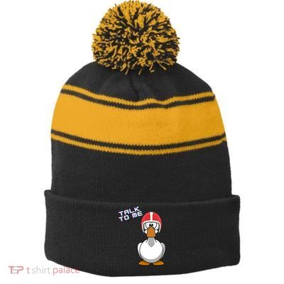 Talk To Me Goose Stripe Pom Pom Beanie
