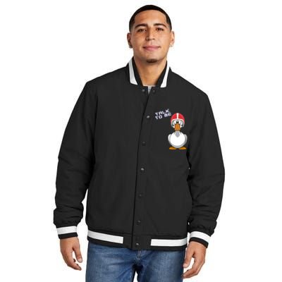 Talk To Me Goose Insulated Varsity Jacket