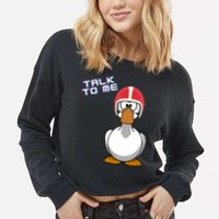 Talk To Me Goose Cropped Pullover Crew