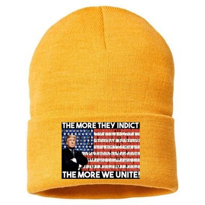 Trump The More They Indict The More We Unite Sustainable Knit Beanie