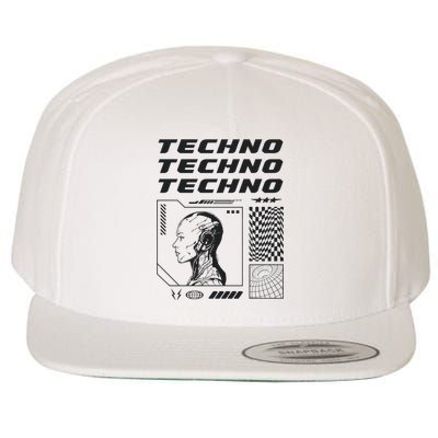 Techno  Techno Music Wool Snapback Cap