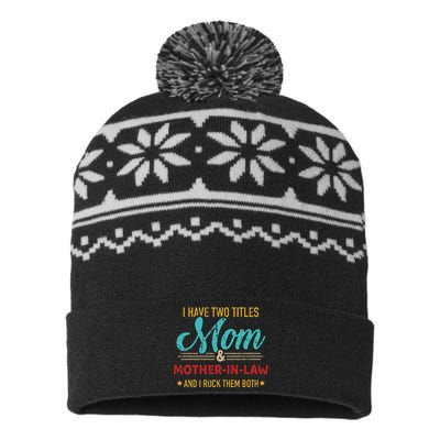 Two Titles Mom And Motherinlaw USA-Made Snowflake Beanie