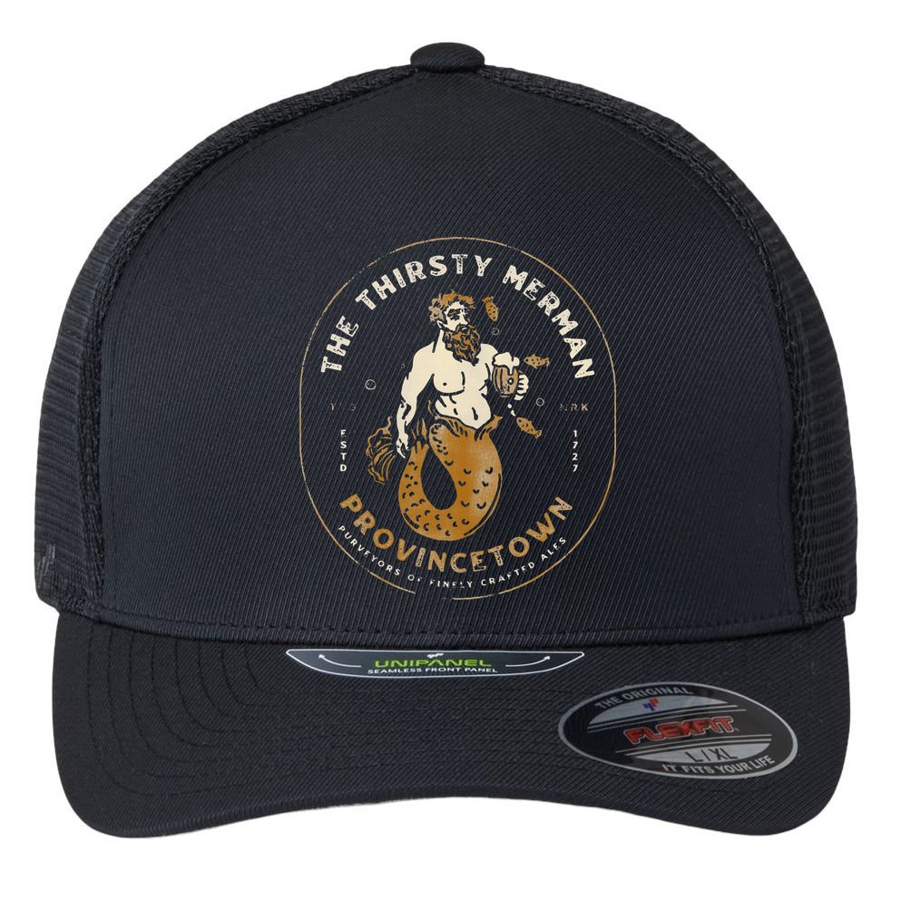 The Thirsty Merman Provincetown Cape Cod Massachusetts Flexfit Unipanel Trucker Cap