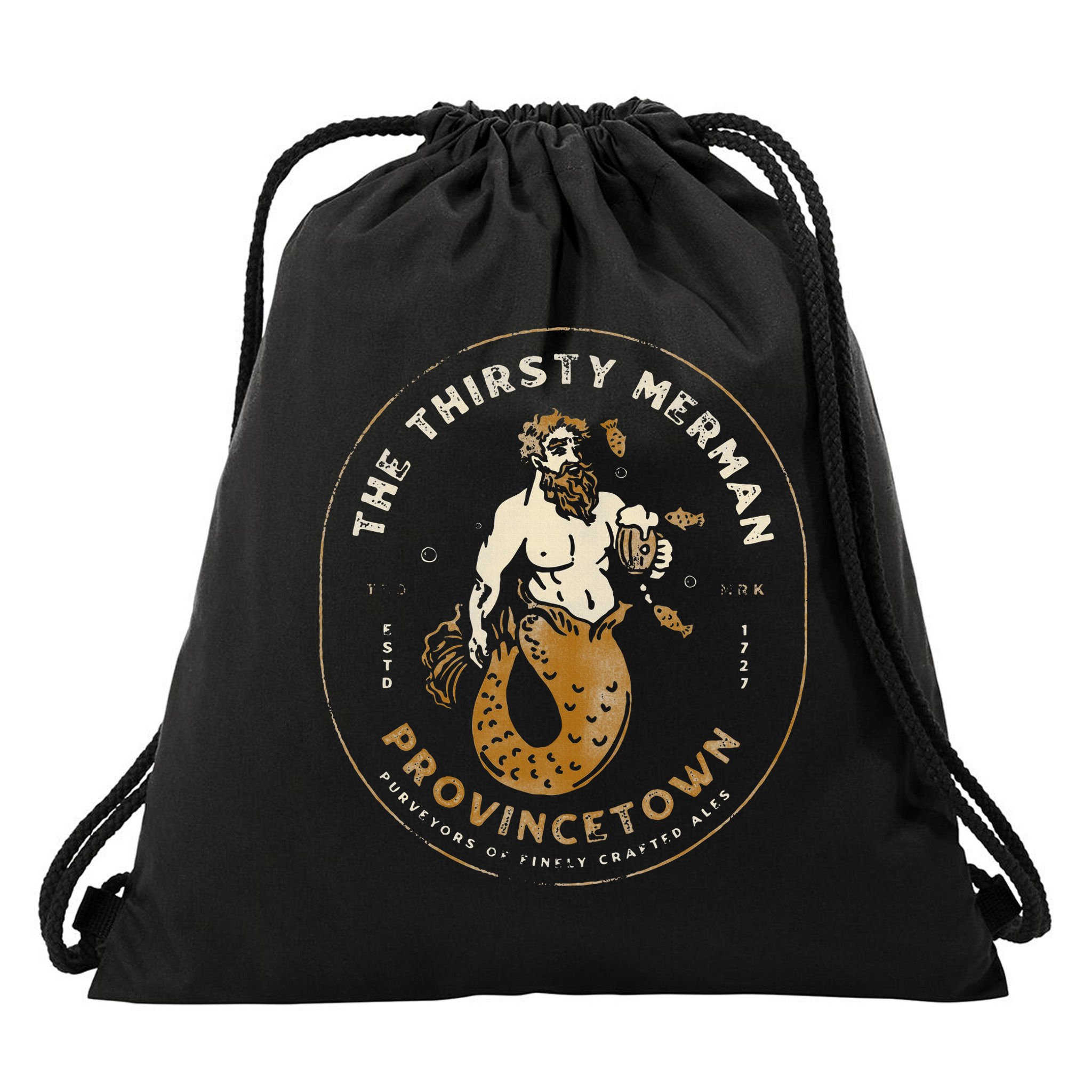 The Thirsty Merman Provincetown Cape Cod Massachusetts Drawstring Bag