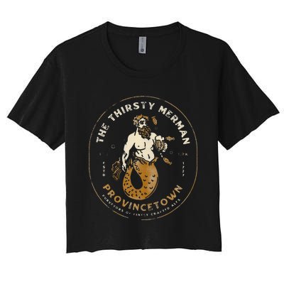 The Thirsty Merman Provincetown Cape Cod Massachusetts Women's Crop Top Tee