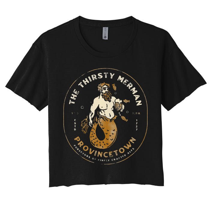 The Thirsty Merman Provincetown Cape Cod Massachusetts Women's Crop Top Tee