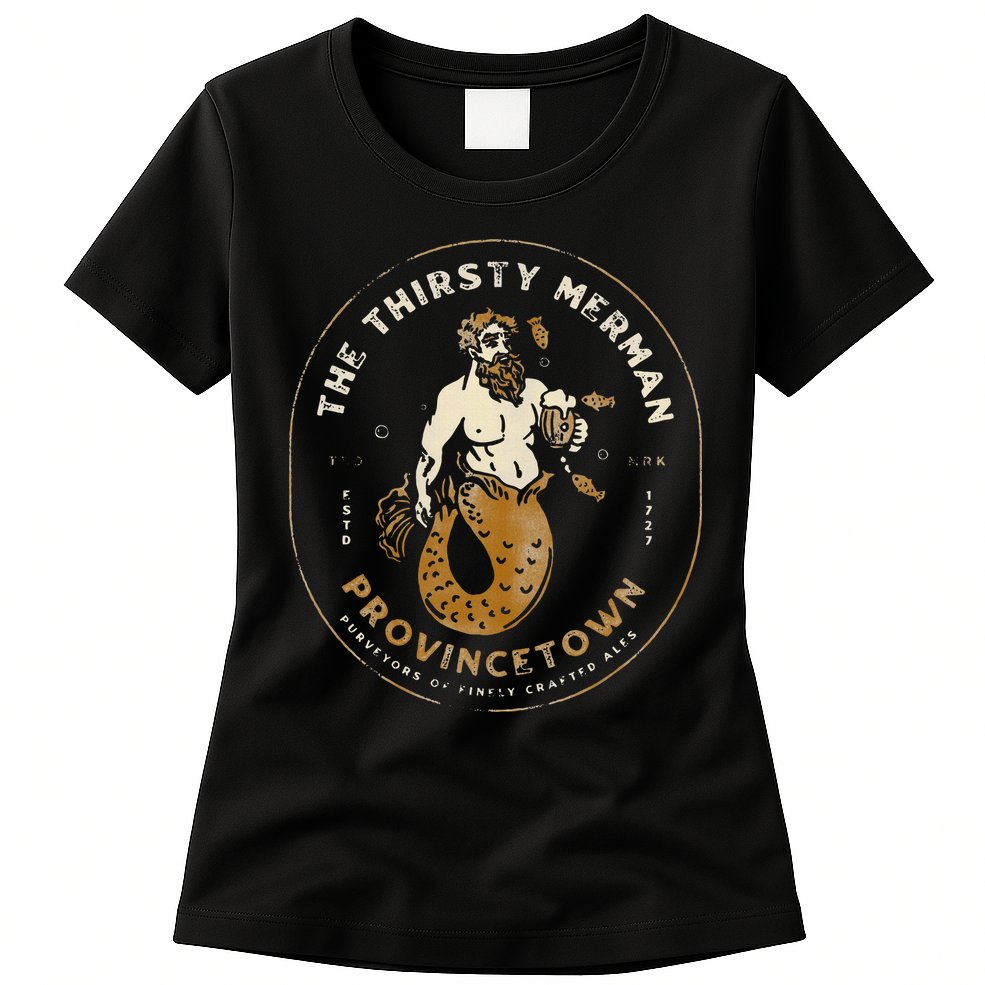 The Thirsty Merman Provincetown Cape Cod Massachusetts Womens T-Shirt
