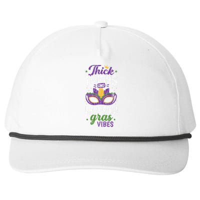 Thick Thighs Mardi Gras Vibes New Orleans Party Graphic Snapback Five-Panel Rope Hat