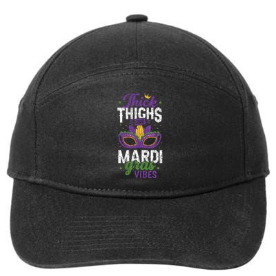 Thick Thighs Mardi Gras Vibes New Orleans Party Graphic 7-Panel Snapback Hat