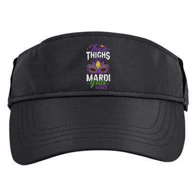 Thick Thighs Mardi Gras Vibes New Orleans Party Graphic Adult Drive Performance Visor