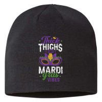 Thick Thighs Mardi Gras Vibes New Orleans Party Graphic Sustainable Beanie