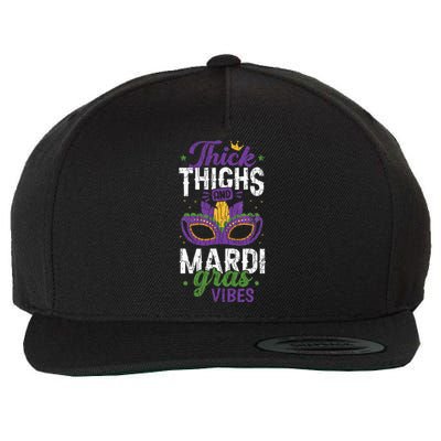 Thick Thighs Mardi Gras Vibes New Orleans Party Graphic Wool Snapback Cap