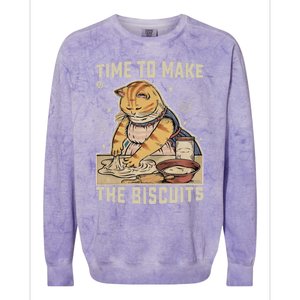 Time To Make The Biscuits Cats Baking Pastry Chef Lover Meaningful Gift Colorblast Crewneck Sweatshirt