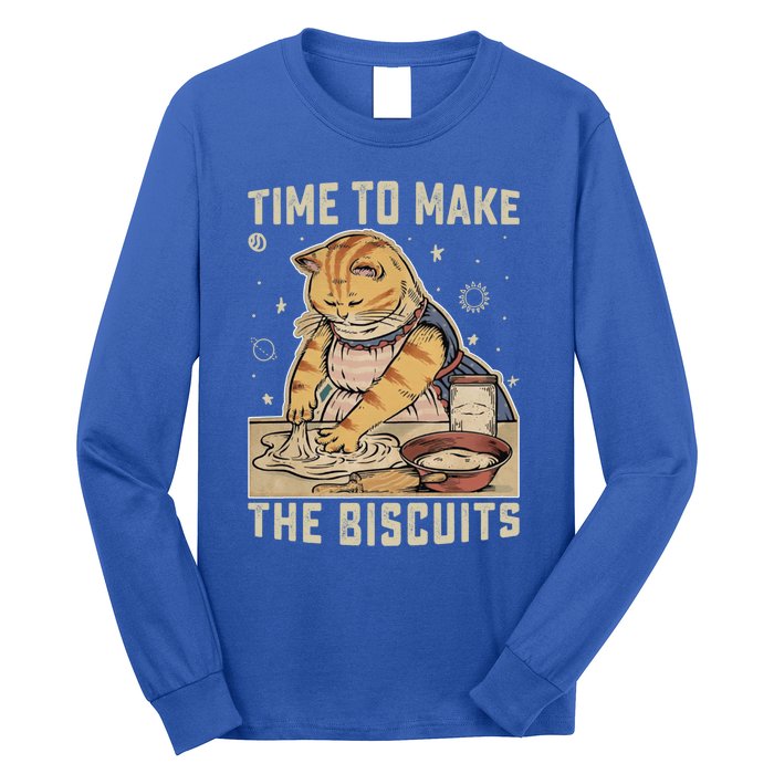 Time To Make The Biscuits Cats Baking Pastry Chef Lover Meaningful Gift Long Sleeve Shirt