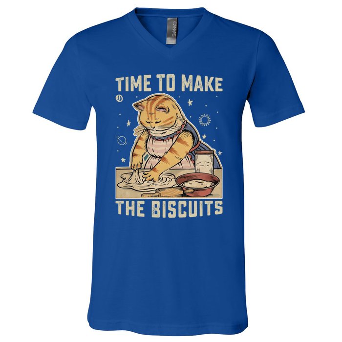 Time To Make The Biscuits Cats Baking Pastry Chef Lover Meaningful Gift V-Neck T-Shirt