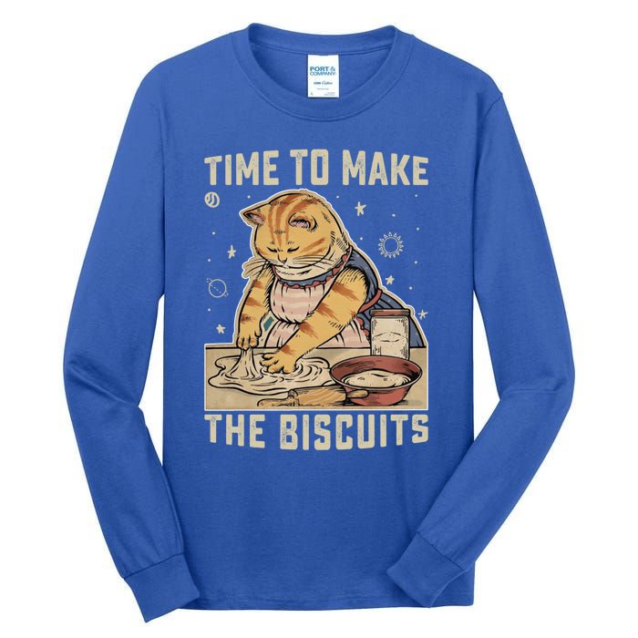 Time To Make The Biscuits Cats Baking Pastry Chef Lover Meaningful Gift Tall Long Sleeve T-Shirt