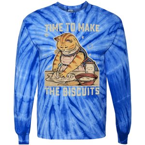 Time To Make The Biscuits Cats Baking Pastry Chef Lover Meaningful Gift Tie-Dye Long Sleeve Shirt