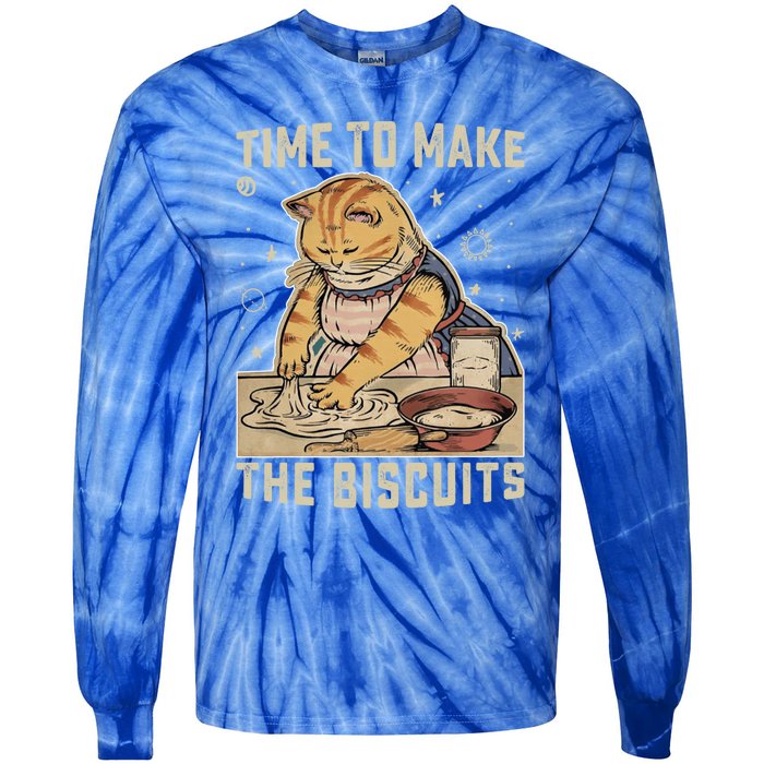 Time To Make The Biscuits Cats Baking Pastry Chef Lover Meaningful Gift Tie-Dye Long Sleeve Shirt